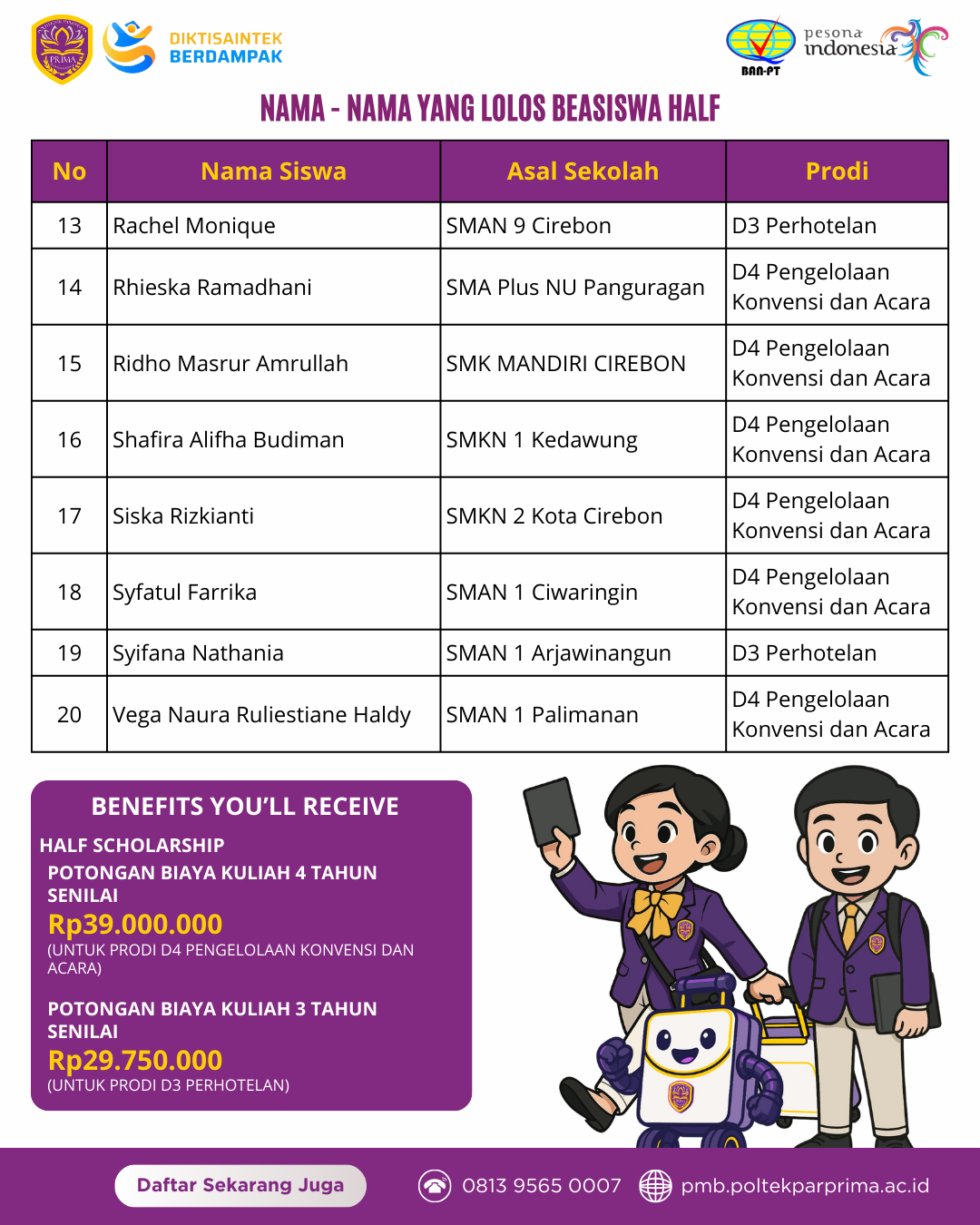 Beasiswa kuliah | Beasiswa pendidikan | Beasiswa perhotelan