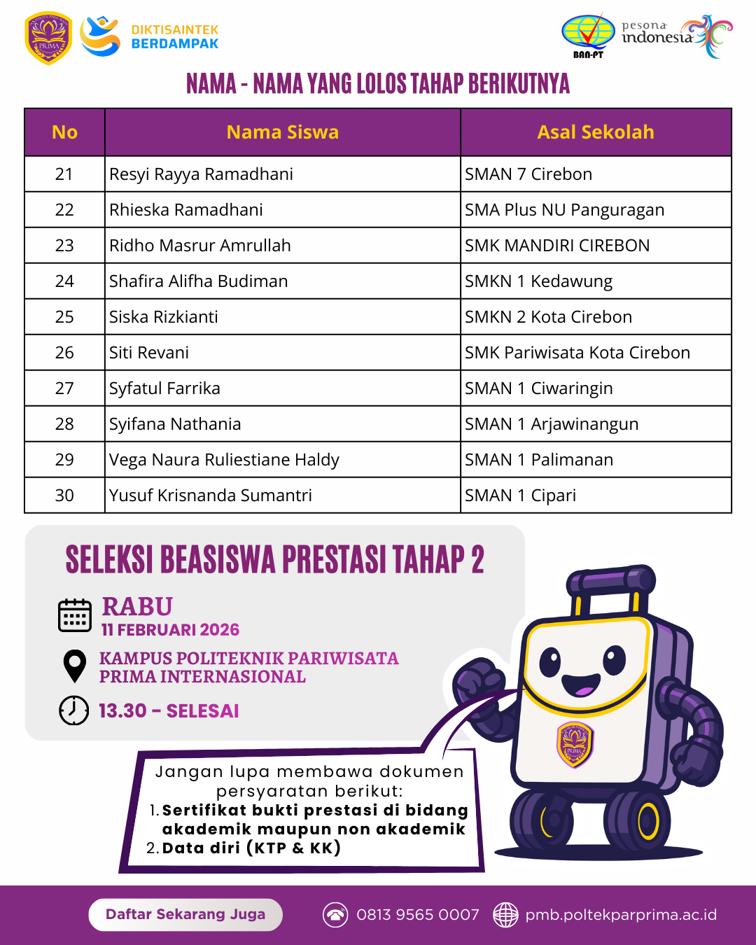 waktu pelaksanaan tahap 2 | tahap 2 | Beasiswa | Beasiswa Kuliah